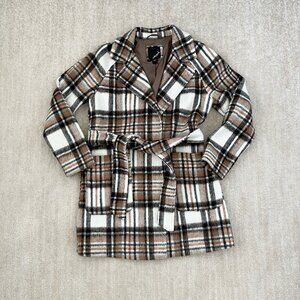 Collection B Plaid Wool Cotton Pea Coat Jacket S